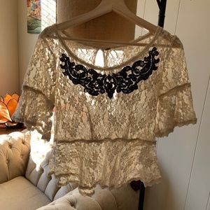 Lace Short Bell-Sleeve Blouse